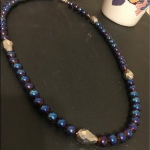❤️ 5 for $20 ❤️ Blue beaded necklace with silver colored accents